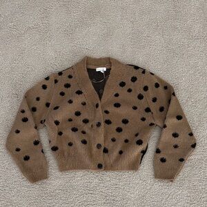Topshop women’s Tan/Black polka dot Cardigan size Small
